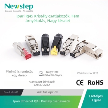 Pass-Through RJ45 csatlakozó, Crimp típus, 4/8 mag, 22-26 AWG, hámozás nélkül, Cat5e/Cat6a