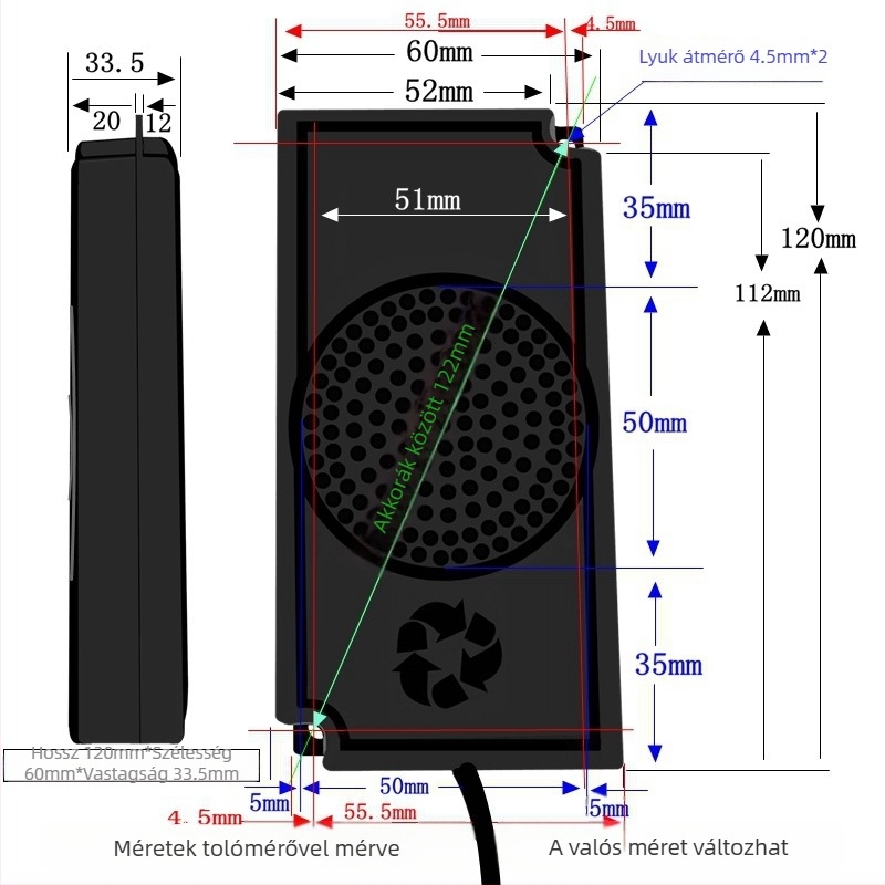 ERQU Koaxiális Kompozit Hangszóró – Diafragma nem papírból, Belső magnet, NS irányultság, 15–30000 Hz
