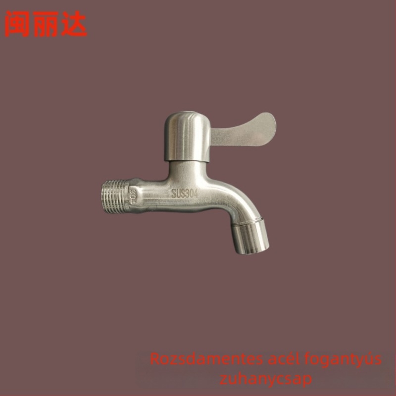 Rozsdamentes acélból készült csap mosógéphez és mosogatógéphez, modell 1001, egytengelyes kivitel, kulccsal nyitható, teljes réz szeleppel