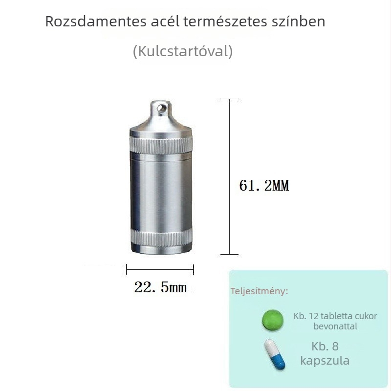 Mini sárgaréz gyógyszeres üveg, hordozható nedvességálló tablettatartó, zárható elsősegély doboz kültéri utazásokhoz (kapacitás 10 tabletta)