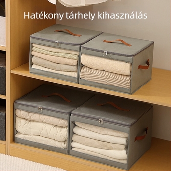 Fedéllel ellátott tároló doboz, 60 L kapacitás, összecsukható, nem szőtt anyagból