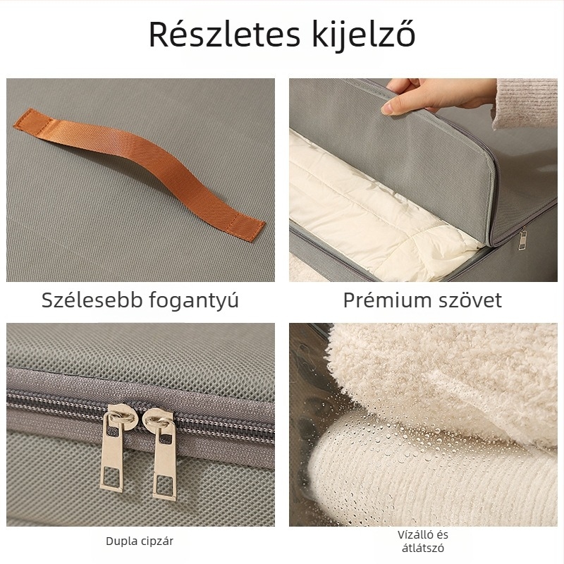 Fedéllel ellátott tároló doboz, 60 L kapacitás, összecsukható, nem szőtt anyagból