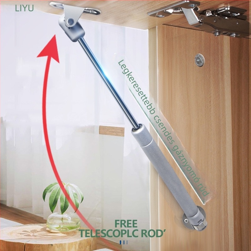 LIYU pneumatikus gázrugó szekrény- és tatami ajtókhoz – felső nyitóajtó tartás, teleszkópos rúd, modell LIYU-pneumatic lever