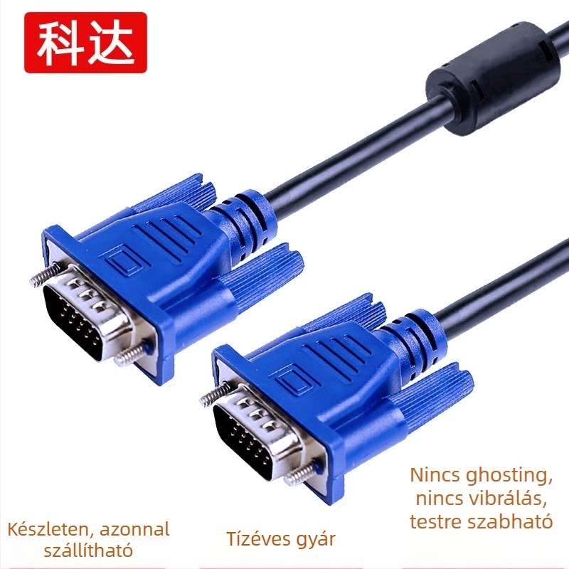 VGA kábel 3+5, 1.3 m, CCS huzal, nikkelezett csatlakozók, HD videó kábel