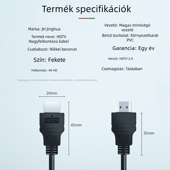 HDTV adatkábbel 4K60Hz, 1,5 m, rézzel borított acél vezető, HDTV interfész