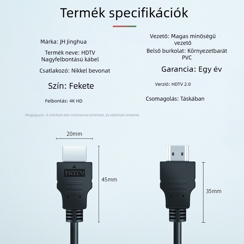 HDTV adatkábbel 4K60Hz, 1,5 m, rézzel borított acél vezető, HDTV interfész