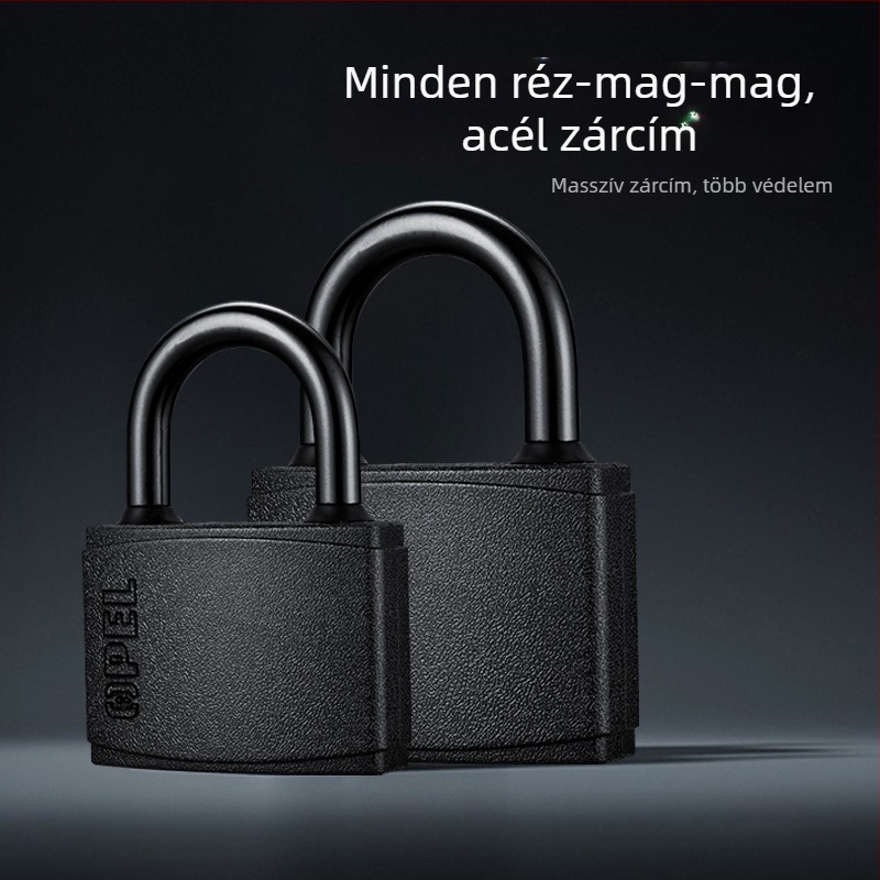 Háztartási lakat, vas testtel és rézmaggal, modell W-Black-TK, alkalmas kapukhoz, raktárakhoz, teherautókhoz, börtönökhöz, szekrényekhez és utazótáskákhoz.