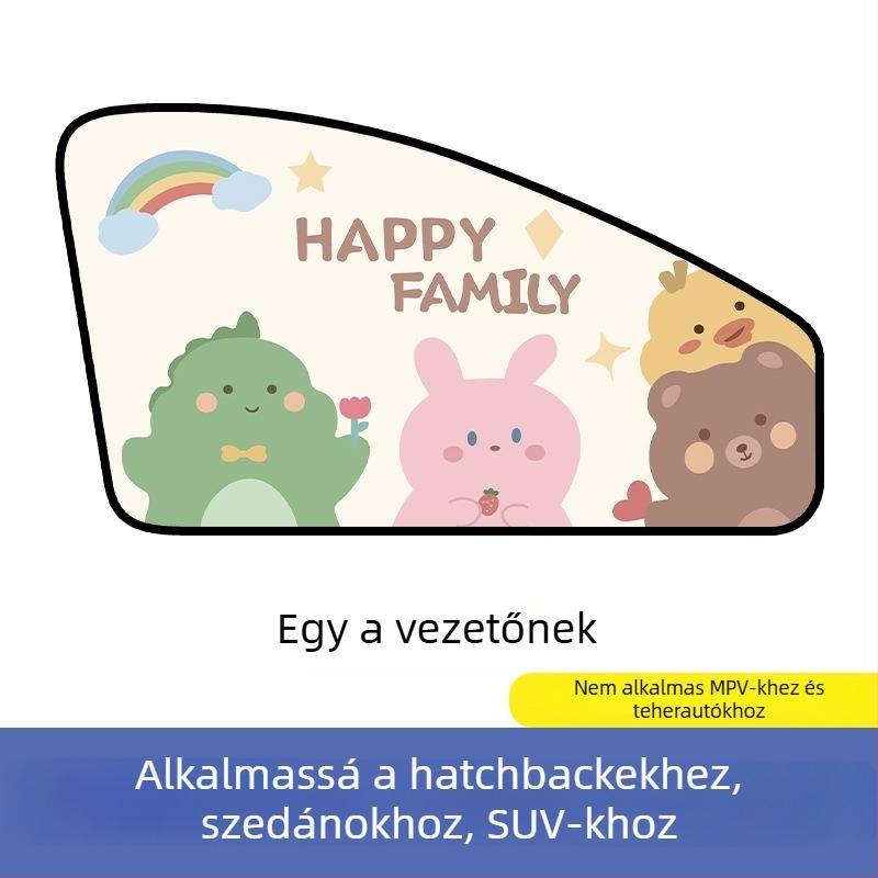 Autó mágneses napvédő oldalsó ablakfüggöny – karikatúra dizájn, gradient minta, egyszerű stílus, PVC (PVC; mágneses rögzítés; univerzális modellek; gradient minta)