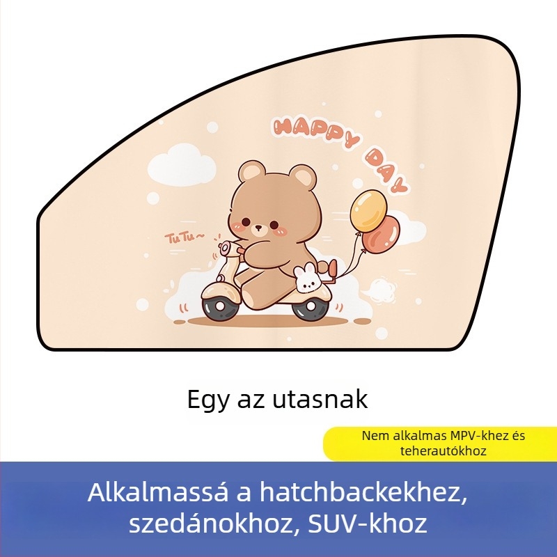 Autó mágneses napvédő oldalsó ablakfüggöny – karikatúra dizájn, gradient minta, egyszerű stílus, PVC (PVC; mágneses rögzítés; univerzális modellek; gradient minta)