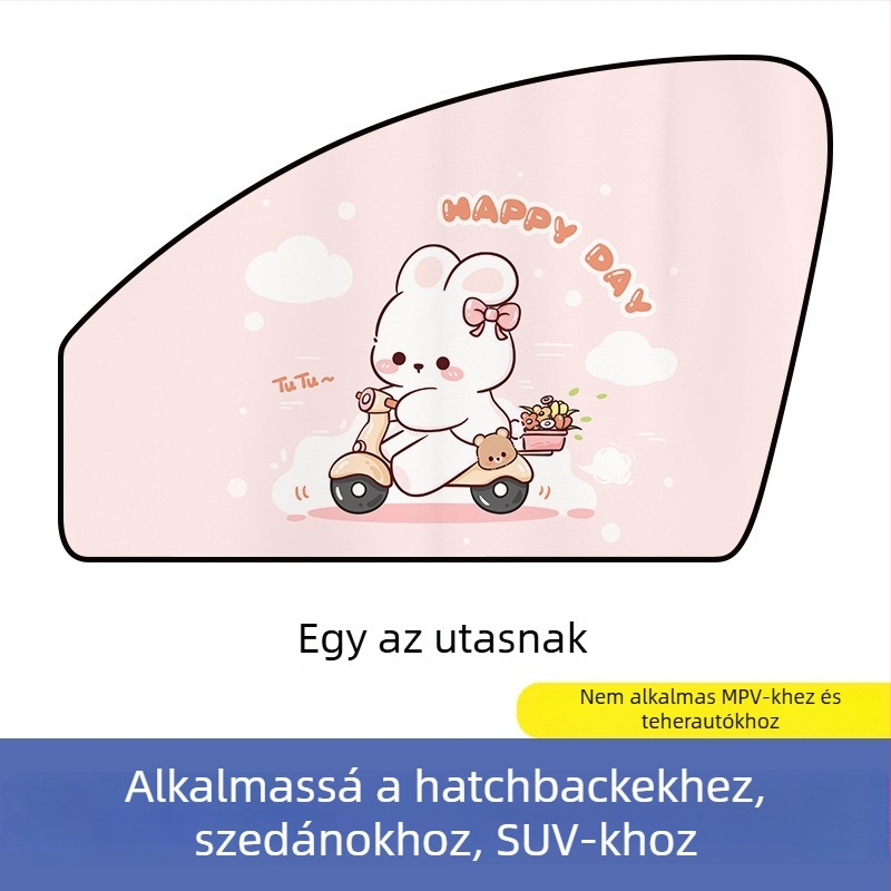 Autó mágneses napvédő oldalsó ablakfüggöny – karikatúra dizájn, gradient minta, egyszerű stílus, PVC (PVC; mágneses rögzítés; univerzális modellek; gradient minta)