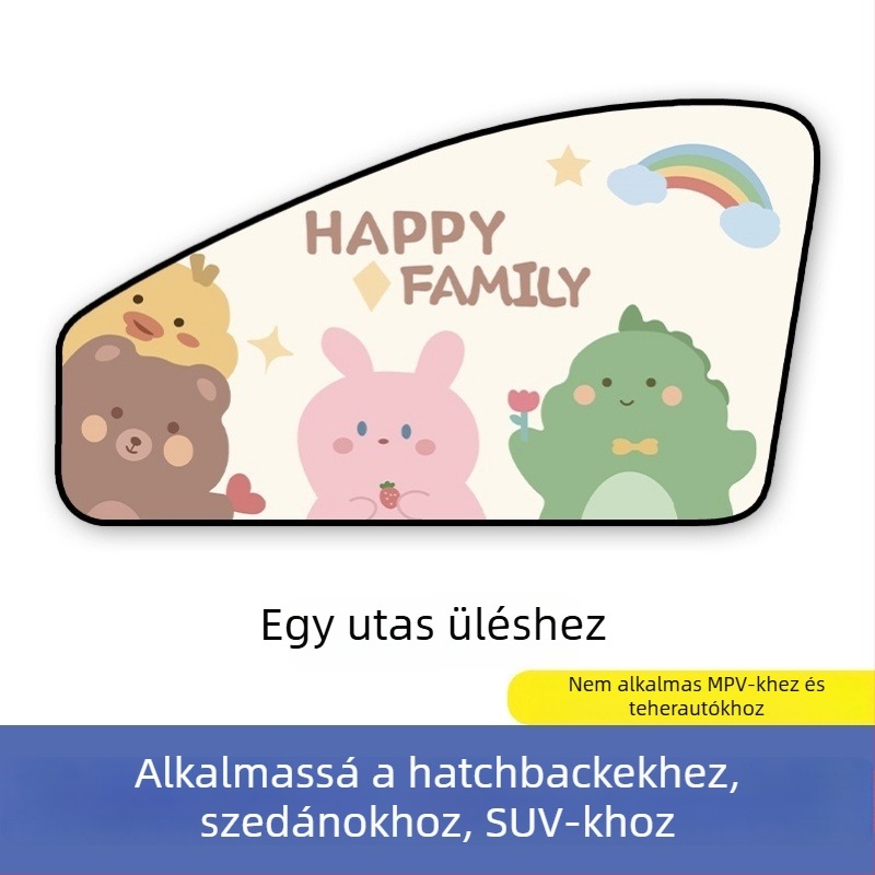 Autó mágneses napvédő oldalsó ablakfüggöny – karikatúra dizájn, gradient minta, egyszerű stílus, PVC (PVC; mágneses rögzítés; univerzális modellek; gradient minta)