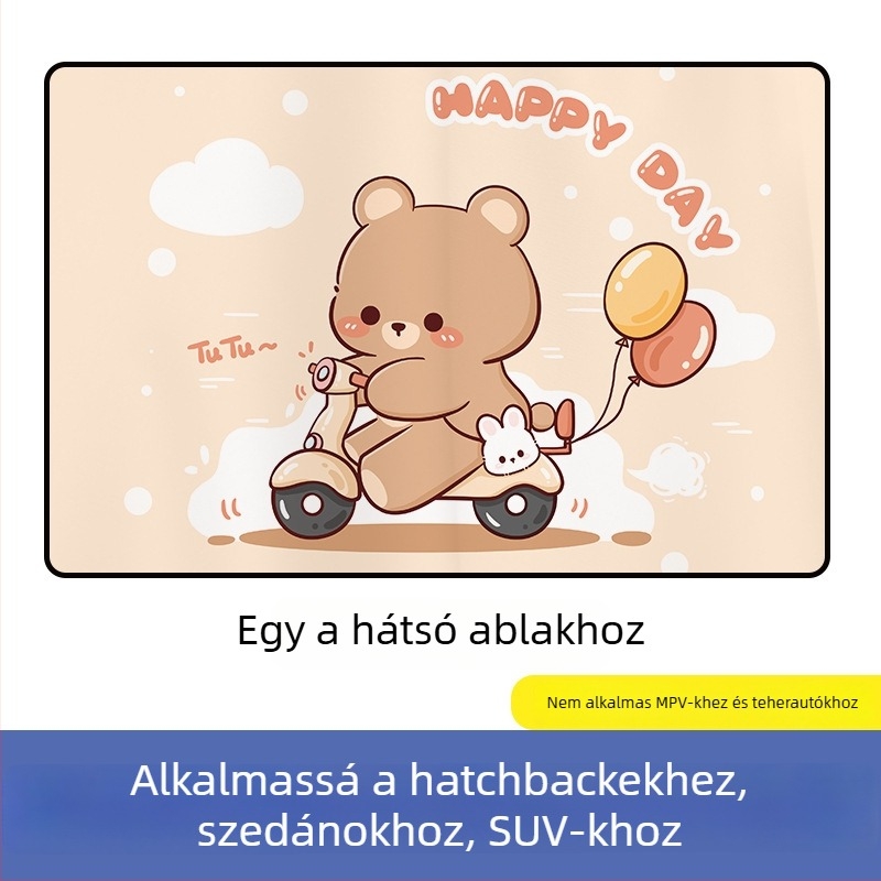 Autó mágneses napvédő oldalsó ablakfüggöny – karikatúra dizájn, gradient minta, egyszerű stílus, PVC (PVC; mágneses rögzítés; univerzális modellek; gradient minta)