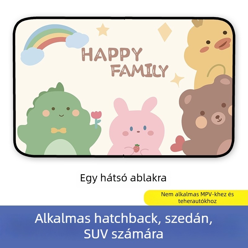 Autó mágneses napvédő oldalsó ablakfüggöny – karikatúra dizájn, gradient minta, egyszerű stílus, PVC (PVC; mágneses rögzítés; univerzális modellek; gradient minta)