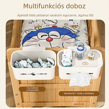 Ágy melletti akasztós tárolókosár - műanyag, kampó típusú telepítés nélkül, 1 réteg, összecsukható és hordozható