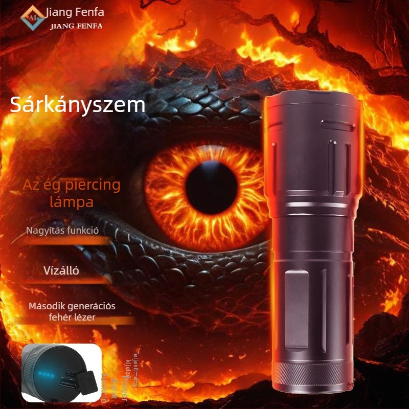 Kézi LED elemlámpa, ultrafényes fény, 15W, 1500lm, 1000m hatótáv, 3x18650 akkumulátor, IPX4