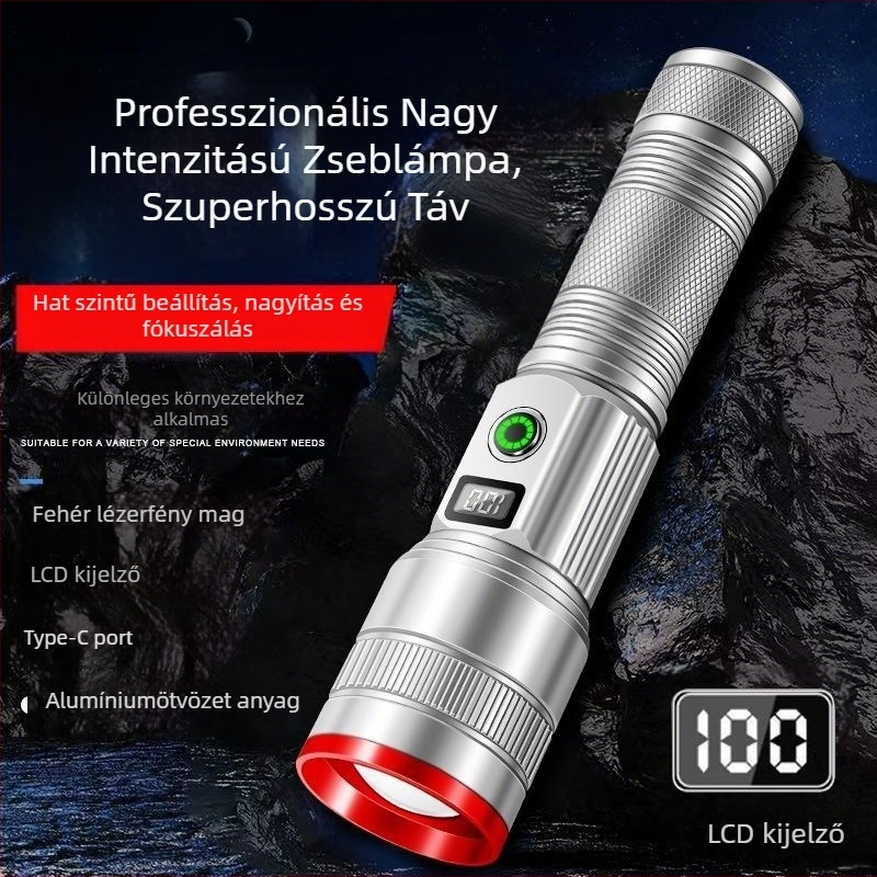 Kemping lámpa izzólámpával, újratölthető, gombkapcsoló