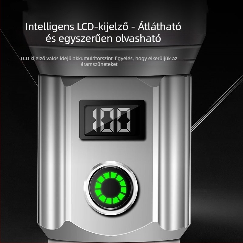 Kemping lámpa izzólámpával, újratölthető, gombkapcsoló