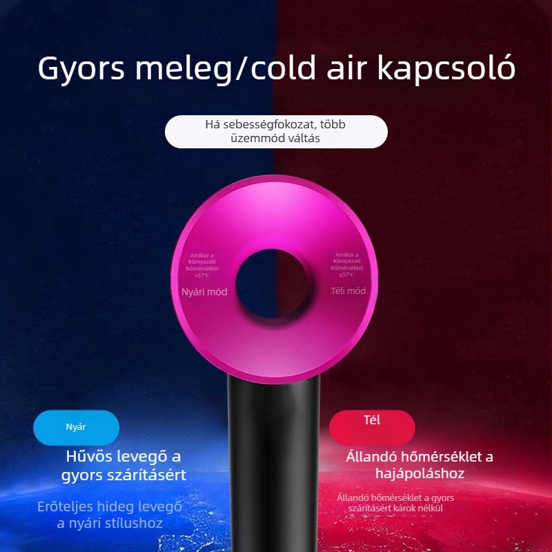 Hajszárító 1400W, kefemotoros, 220V, hideg/meleg levegő, negatív ionok