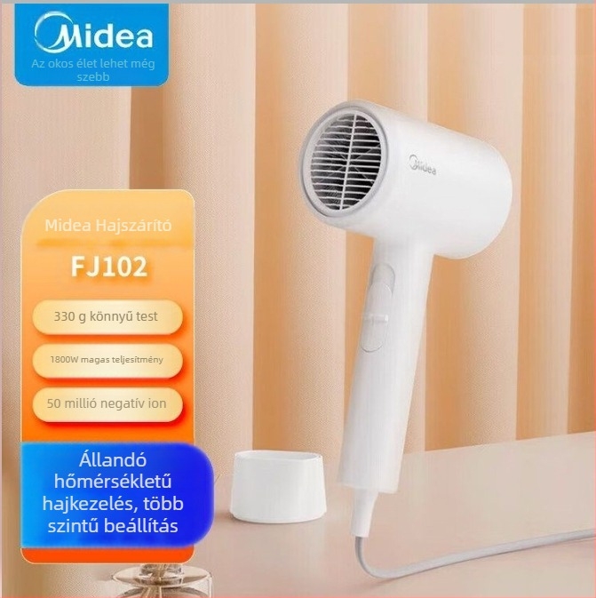 Midea FJ102 hajszárító, 1800 W, DC motor, 220 V, 10 000 negatív ion, hideg–meleg levegő