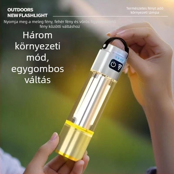 Újratölthető kézi LED zseblámpa, 5W, 800 mAh akkumulátor, 200–500 m hatótáv, kézi hajtású, körülbelül 2 óra üzemidő