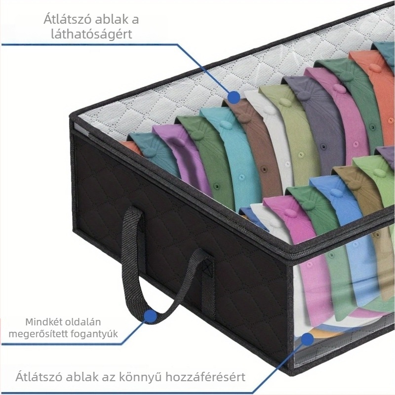 Összecsukható ruhatároló táska, kocka alakú, non-woven anyagból, többfunkciós a hálószoba és a nappali számára (cipők, alsónemű, melltartó, paplan, ruházat)