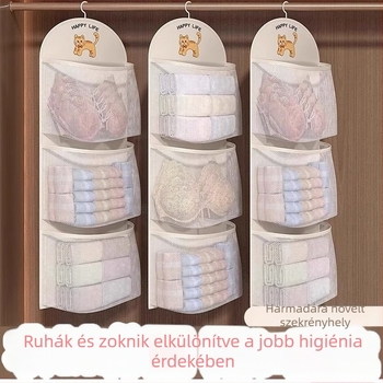 Függő ruhatár-szervező egyetemi kollégiumhoz, fehérnemű és zokni tároló, modern minimalist stílus