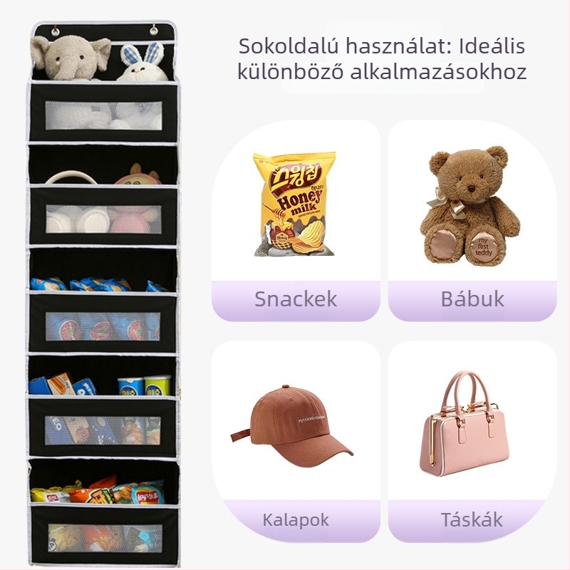 Fali tároló táska ablakkal, nagy kapacitású, több rétegű szervező (nem szőtt anyag, összecsukható, multifunkcionális)