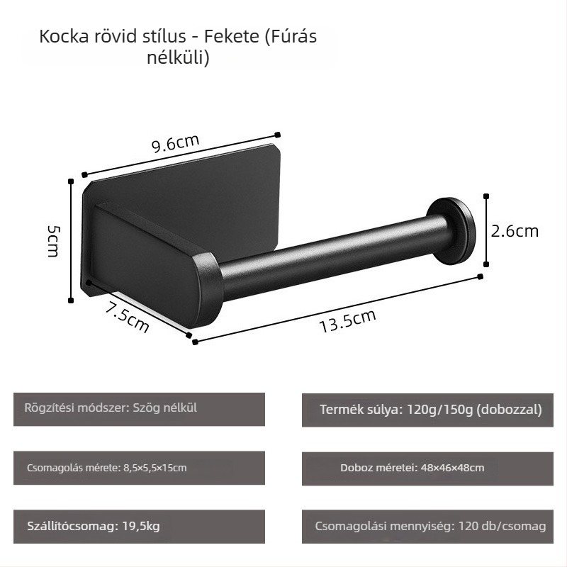 Yong Qi rozsdamentes acél 304 toalettpapír tartó, falra szerelhető, öntapadó, négyzetes kialakítás