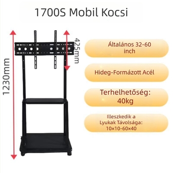 LCD TV padlóállvány, univerzális, modell 1700S, hidegen hengerelt acélból, lyukmentes