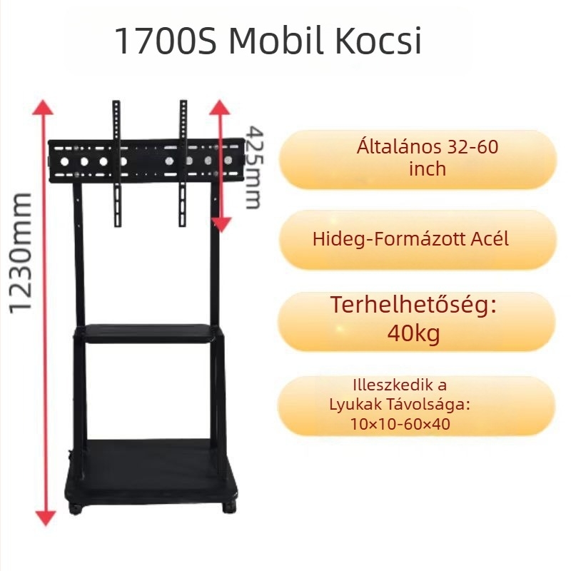 LCD TV padlóállvány, univerzális, modell 1700S, hidegen hengerelt acélból, lyukmentes