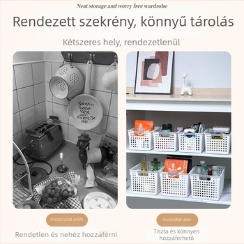 Asztali tároló kosár, vastagított, nagy kapacitású, műanyag, modell hc-870, modern egyszerű stílus