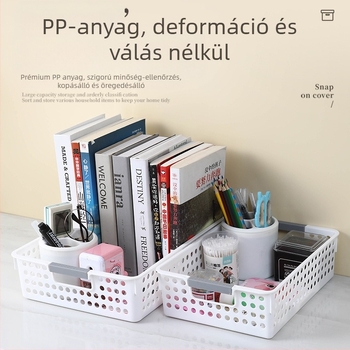 Asztali tároló kosár, vastagított, nagy kapacitású, műanyag, modell hc-870, modern egyszerű stílus