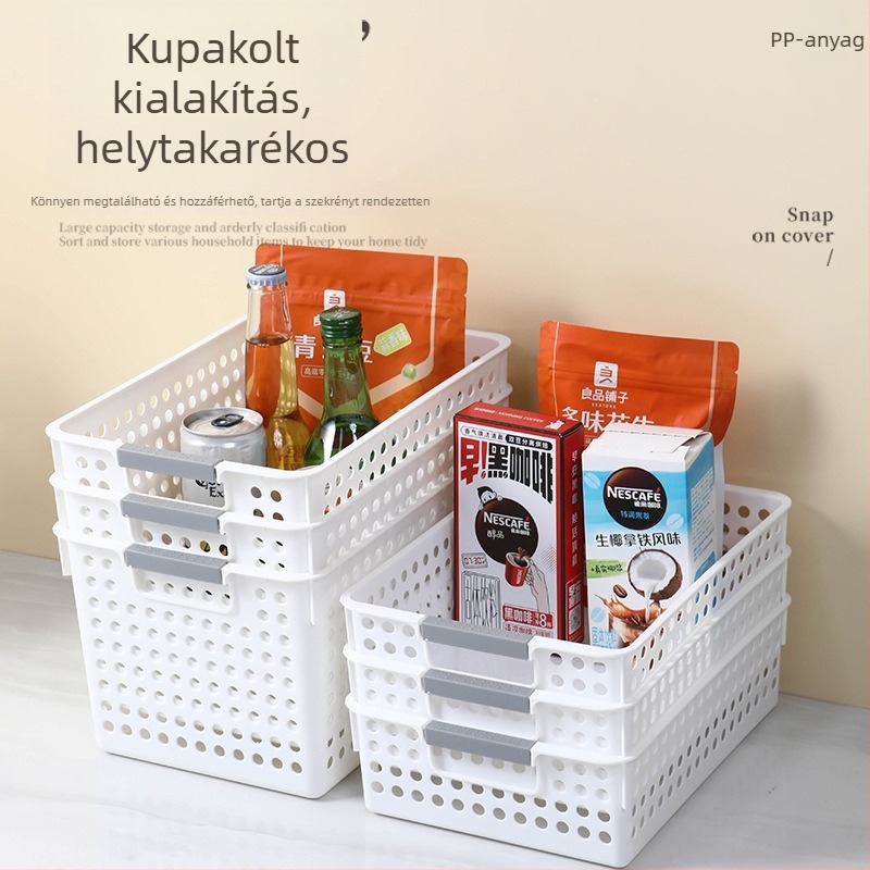 Asztali tároló kosár, vastagított, nagy kapacitású, műanyag, modell hc-870, modern egyszerű stílus