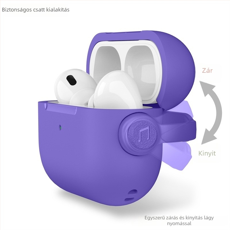 AirPods tok TPU+PC biztonsági pánt és zár, többfunkciós puha tok