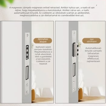 Fa ajtókhoz készült zártest, rozsdamentes acél, mágneses hangtalan működés, modell CXST-001, tömeg 200–400 g