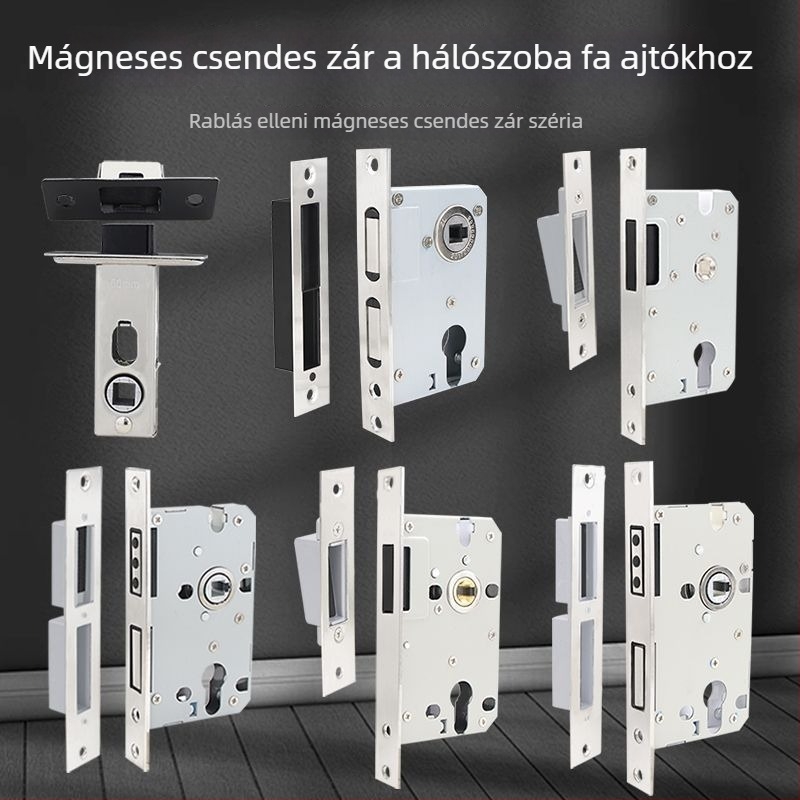 Fa ajtókhoz készült zártest, rozsdamentes acél, mágneses hangtalan működés, modell CXST-001, tömeg 200–400 g