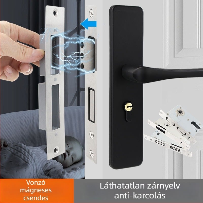 Fa ajtókhoz készült zártest, rozsdamentes acél, mágneses hangtalan működés, modell CXST-001, tömeg 200–400 g