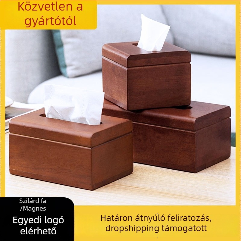 Fából készült szalvétatartó, modell ZJH03, logónyomtatás elérhető, testreszabás, többfunkciós, Új kínai stílus