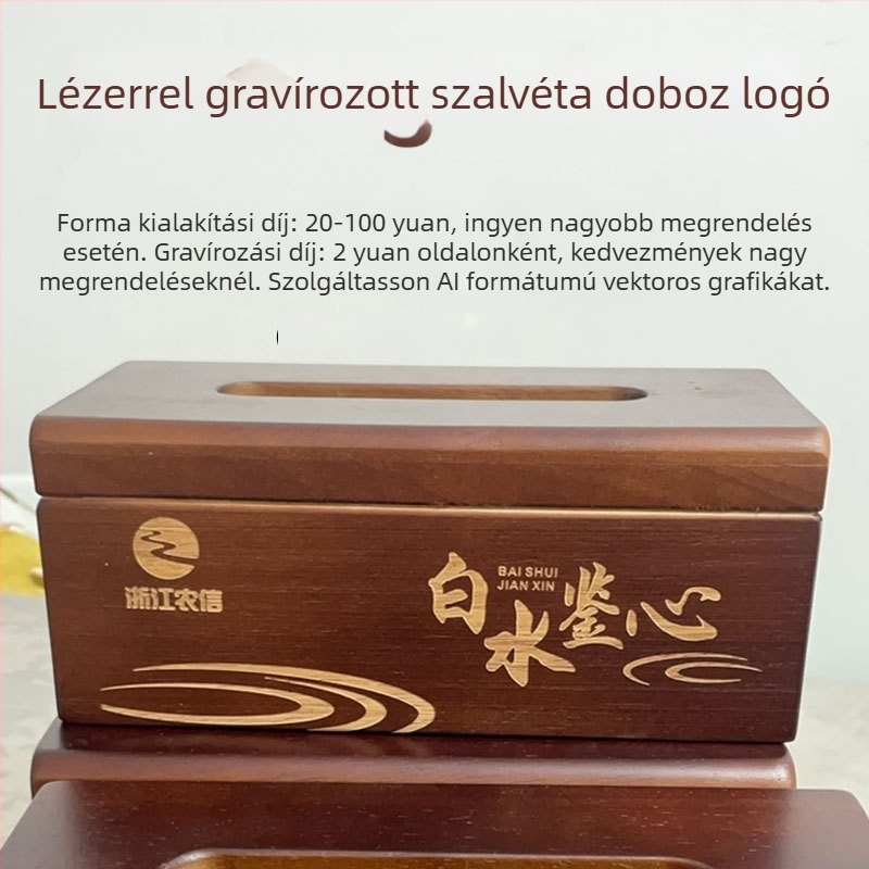 Fából készült szalvétatartó, modell ZJH03, logónyomtatás elérhető, testreszabás, többfunkciós, Új kínai stílus