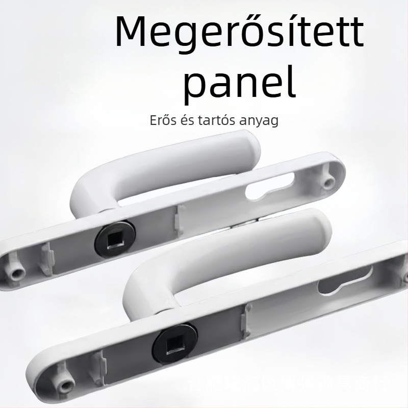 Alumínium‑ötvözetes erkélyajtó fogantyú zárval, Plastic-Steel modell, 85/92‑típusú egypontos zár, szobai/erkély üvegajtókhoz