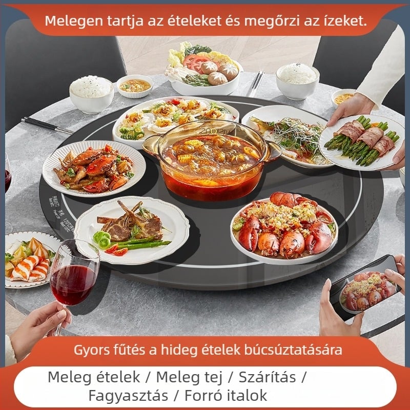 Intelligens állandó hőmérsékletű ételmelegítő tálca, testreszabható, 500W, 220V, súly 600 g