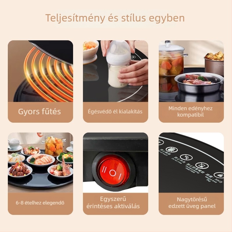 Intelligens állandó hőmérsékletű ételmelegítő tálca, testreszabható, 500W, 220V, súly 600 g