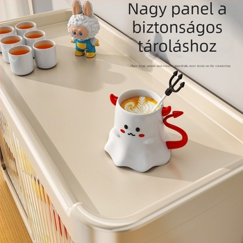 Kétszintes asztali pohár tároló állvány, műanyagból, modern minimalista stílus