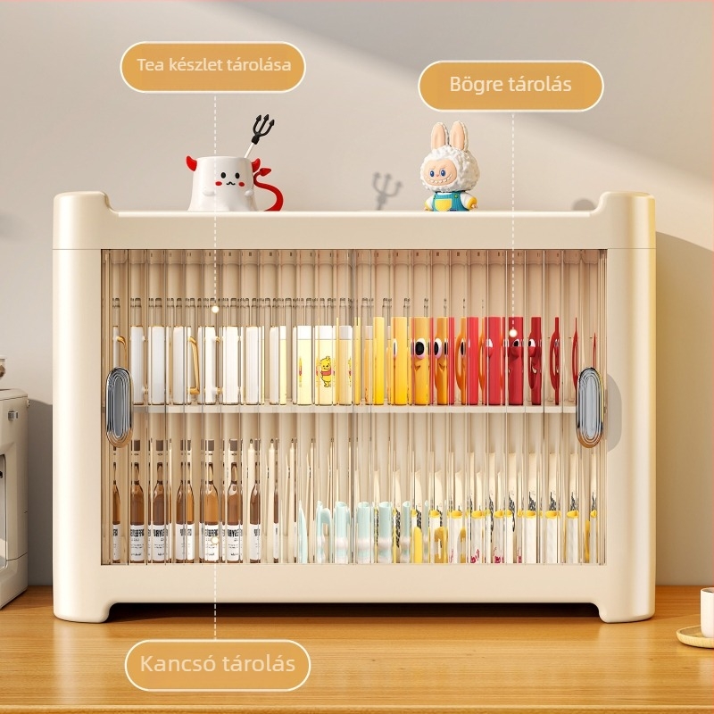 Kétszintes asztali pohár tároló állvány, műanyagból, modern minimalista stílus