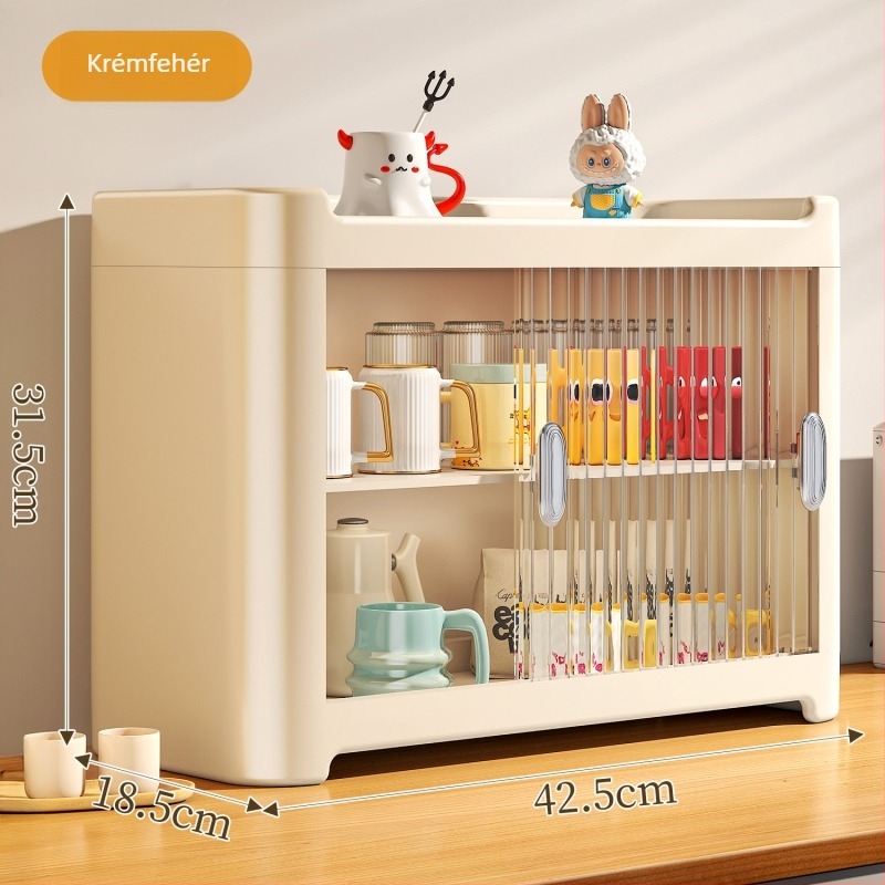 Kétszintes asztali pohár tároló állvány, műanyagból, modern minimalista stílus