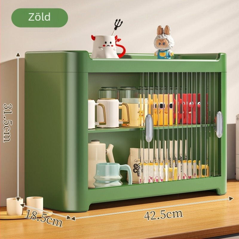 Kétszintes asztali pohár tároló állvány, műanyagból, modern minimalista stílus