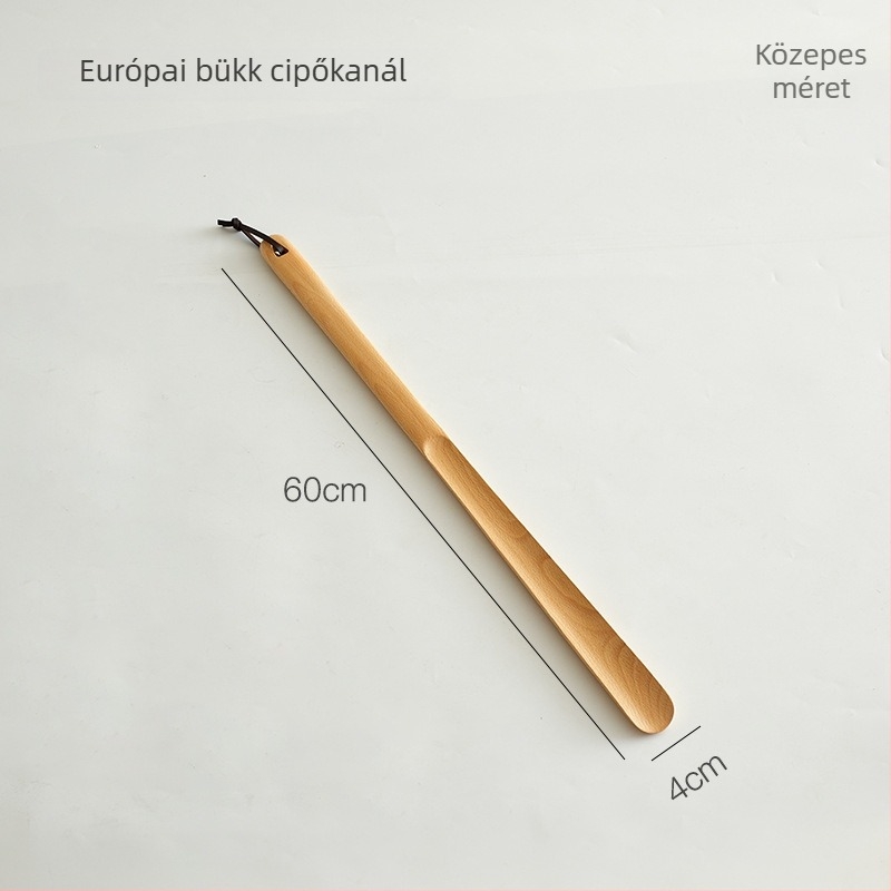 Diósfa cipőhúzó kanál alapzattal és hosszú nyéllel – háztartási cipőfelhúzó segédeszköz, egész éves használatra