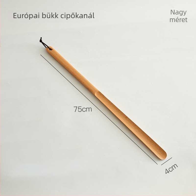 Diósfa cipőhúzó kanál alapzattal és hosszú nyéllel – háztartási cipőfelhúzó segédeszköz, egész éves használatra