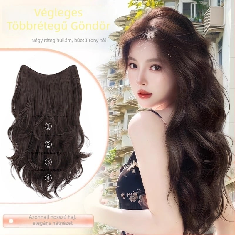 Paróka: hosszú, göndör haj, hőálló rostból, modell SC60, egy darabból álló kialakítás