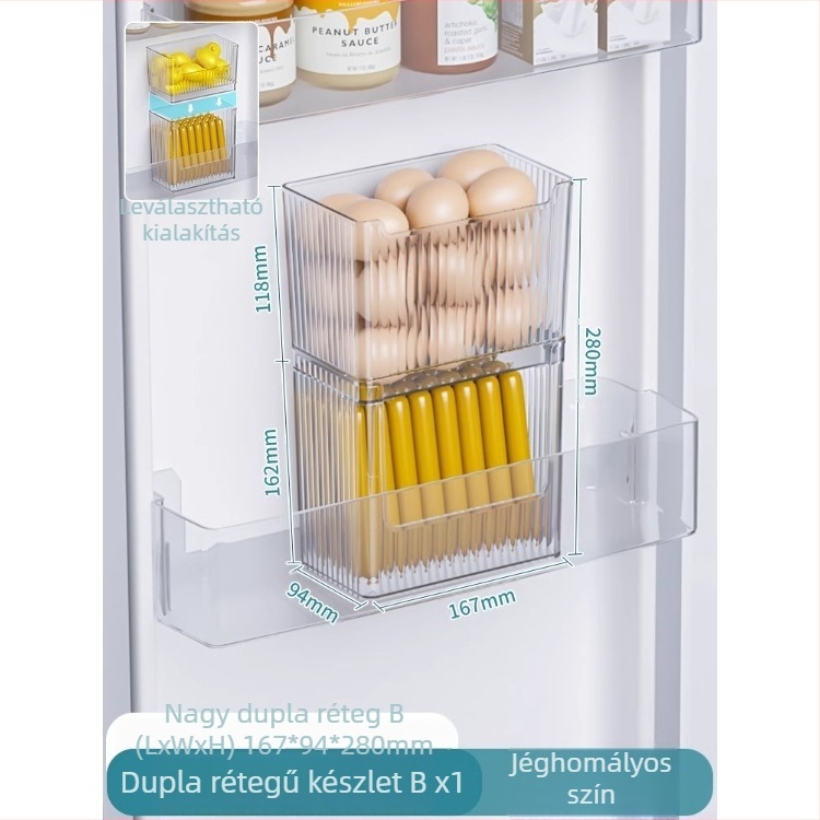 Hűtőszekrény oldalsó ajtó tároló doboz, PET műanyag, 2L kapacitás, modell BXH-1-7, modern egyszerű konyhai rendező